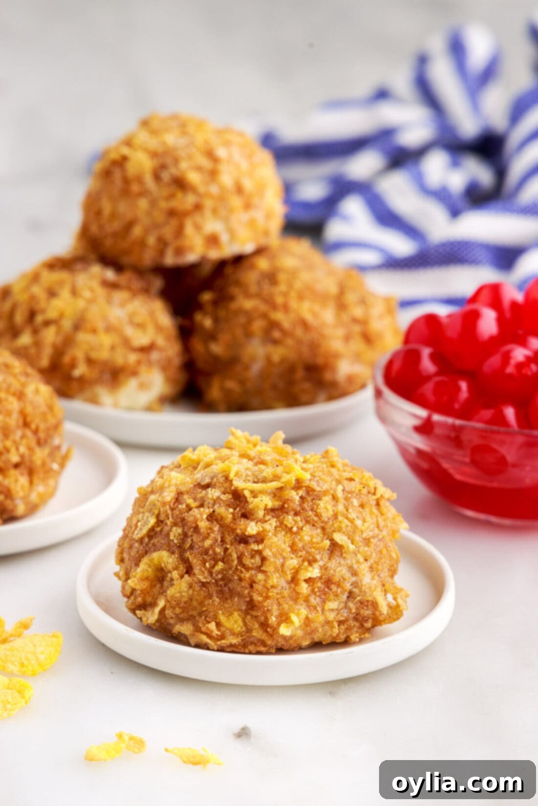 Crispy Shell, Creamy Core 14 Fried Ice Cream on a plate
