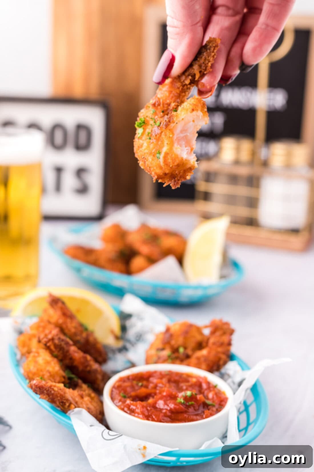 Coconut Shrimp with a bite taken out