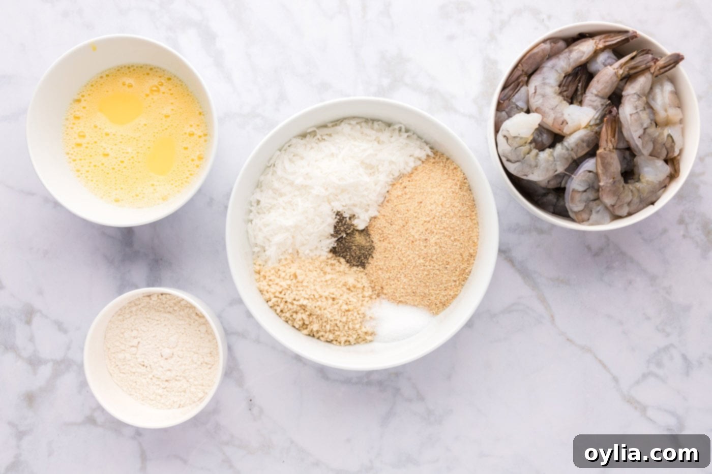 breadcrumbs, panko, coconut, and seasonings in a bowl 