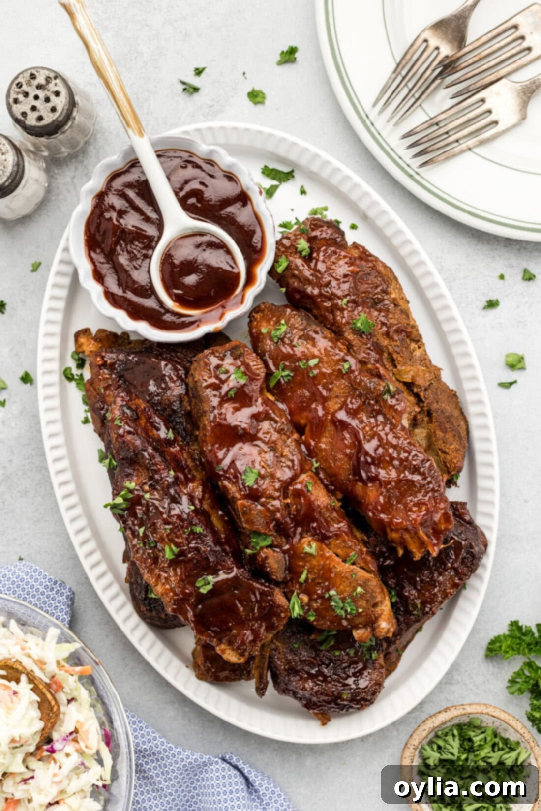 Platter of Slow Cooker Barbecued Country Style Ribs