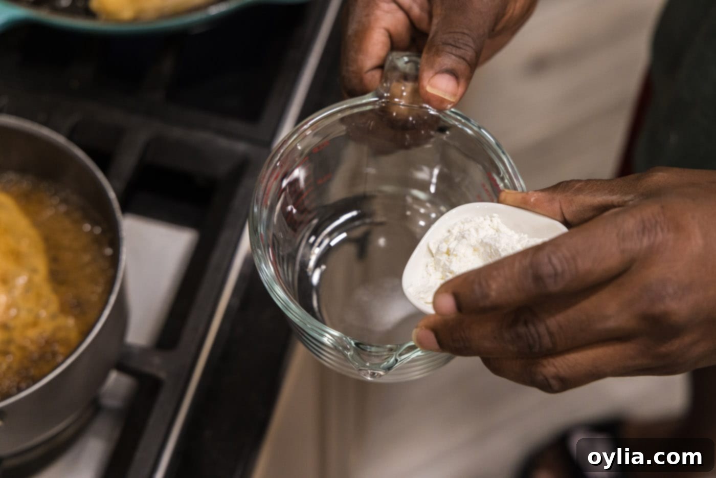 adding cornstarch to water