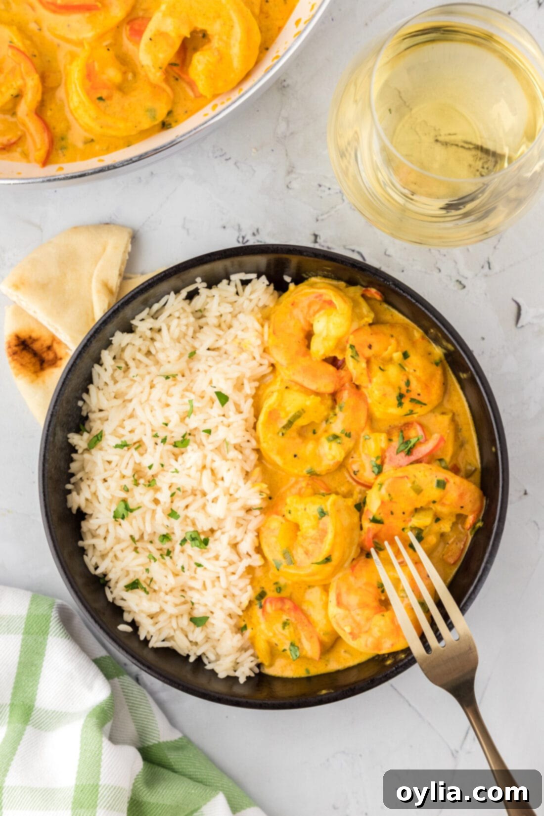 Bowl of Shrimp Curry with rice