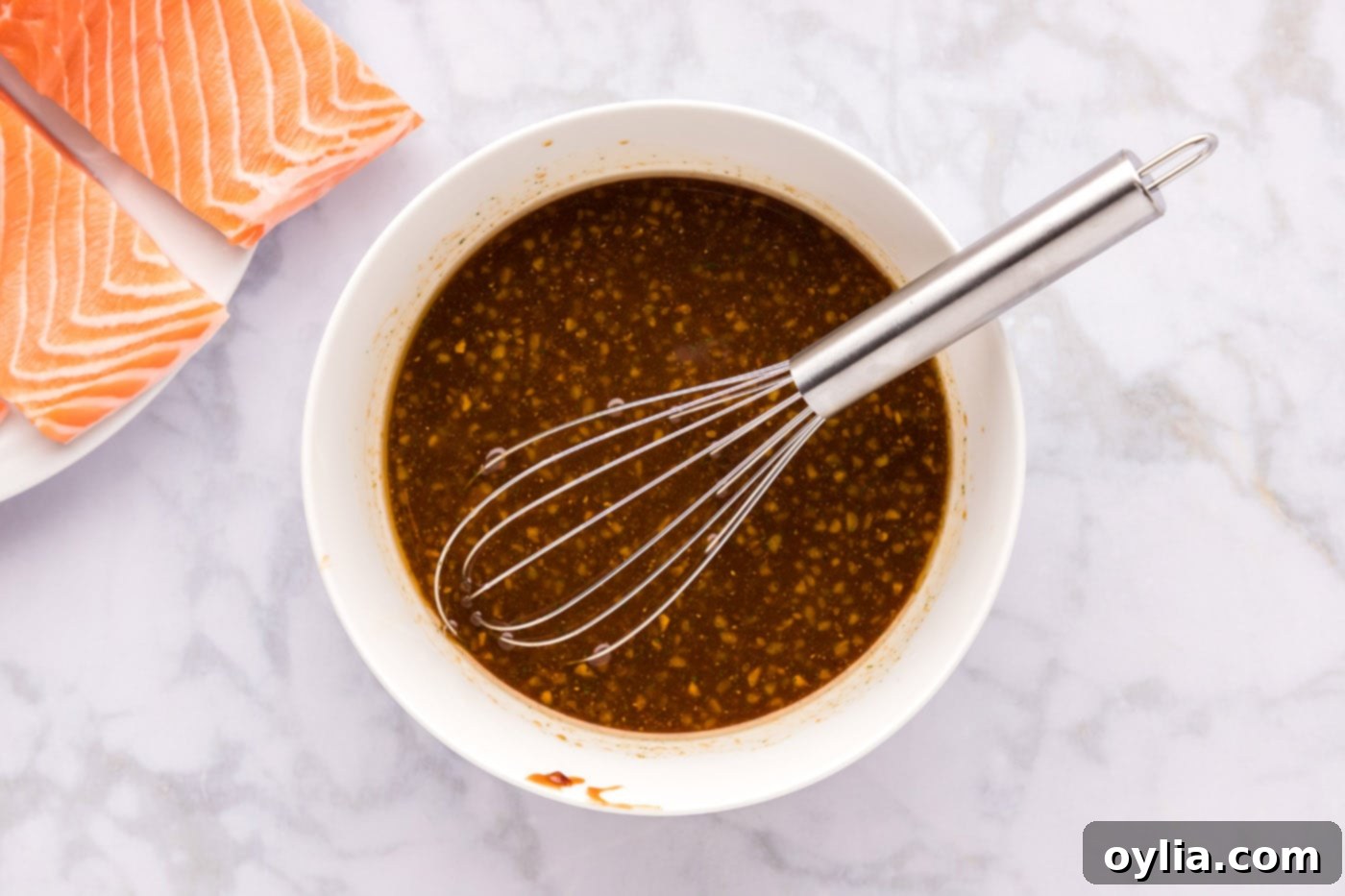 homemade teriyaki sauce whisked in a bowl