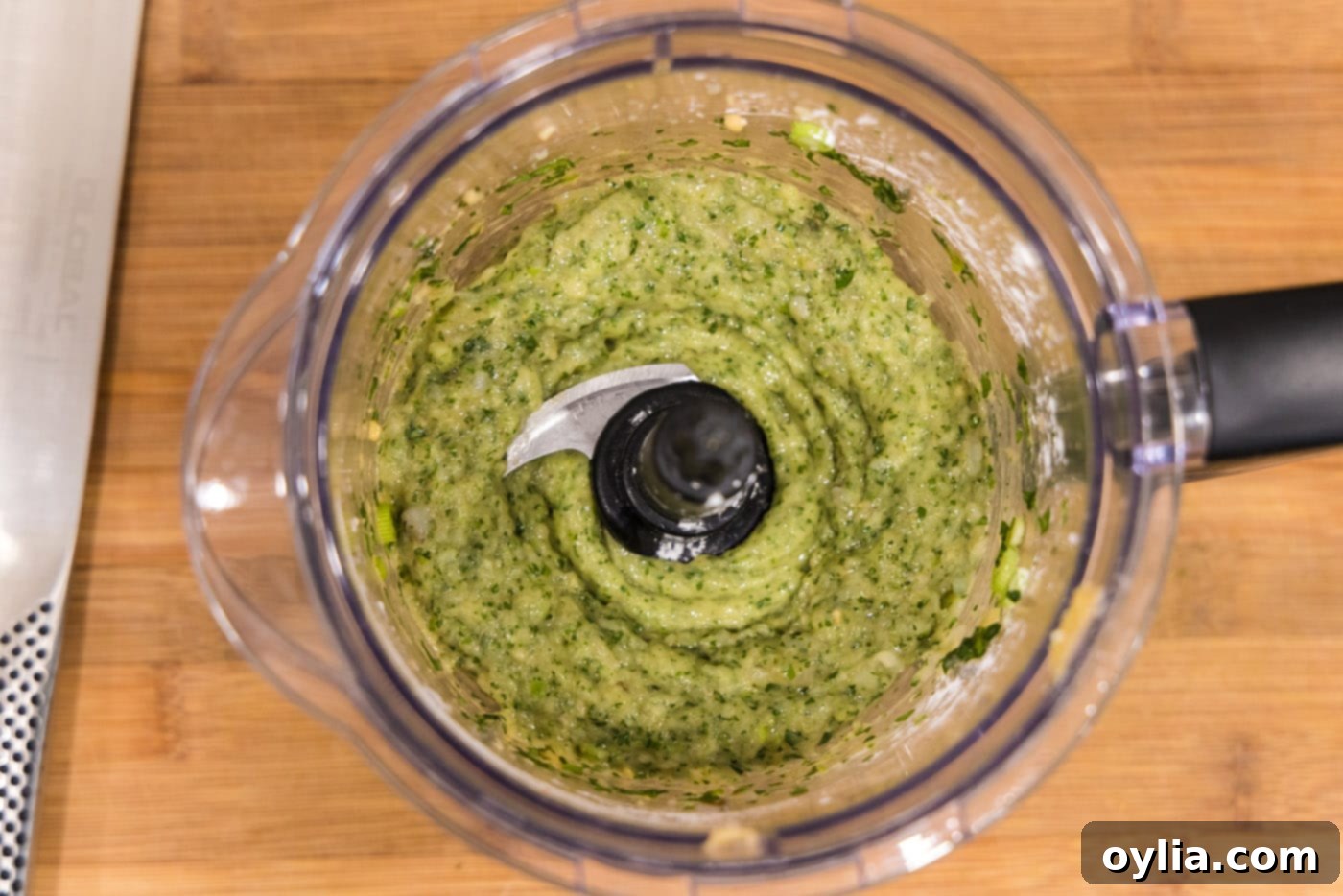 blended shrimp paste in a food processor