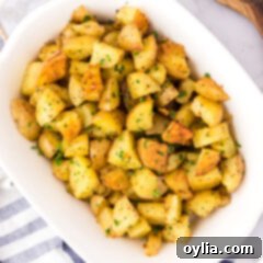 Garlic Roasted Potatoes in a serving dish