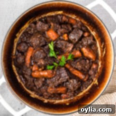 Tender Slow-Cooked Beef 17 Overhead photo of a pot of Braised Beef