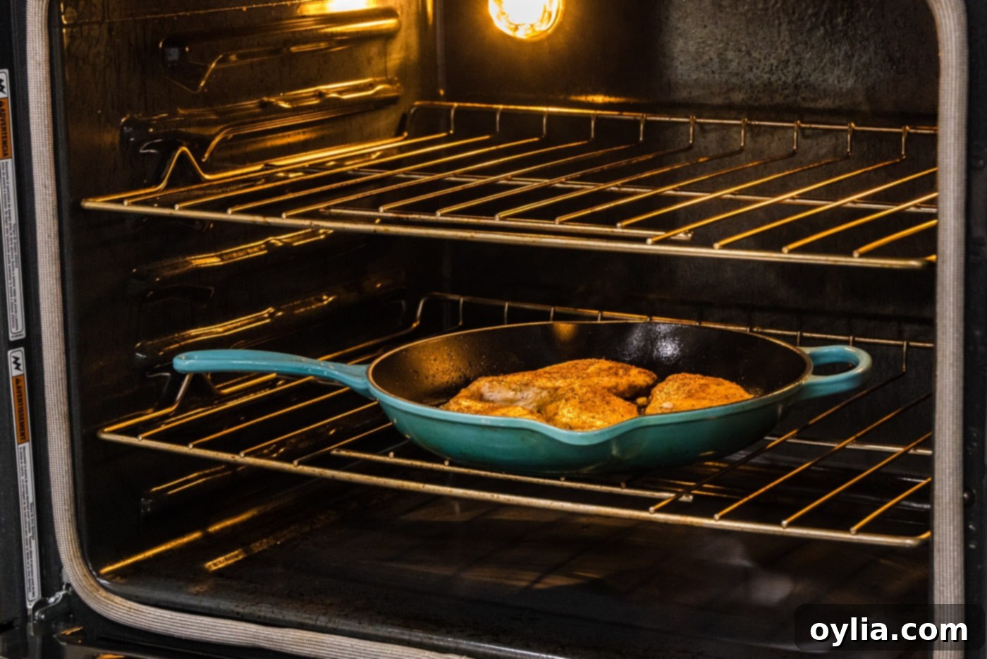 transferring seared chicken breasts to oven