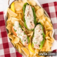 Gourmet Shrimp Roll 11 Three Shrimp Rolls in a serving tray with potato chips