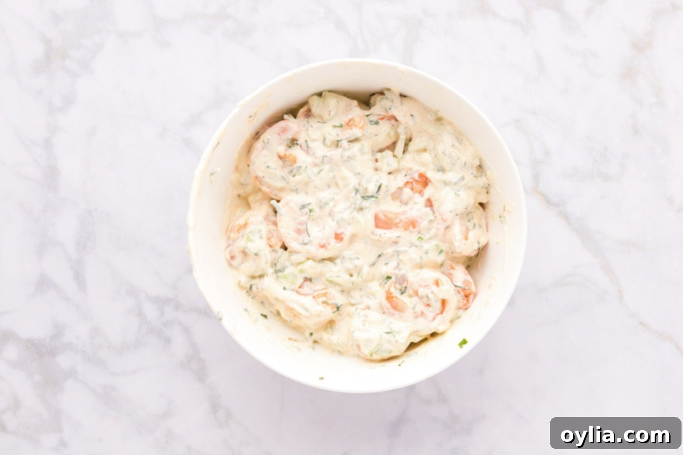 shrimp roll mixture in a bowl
