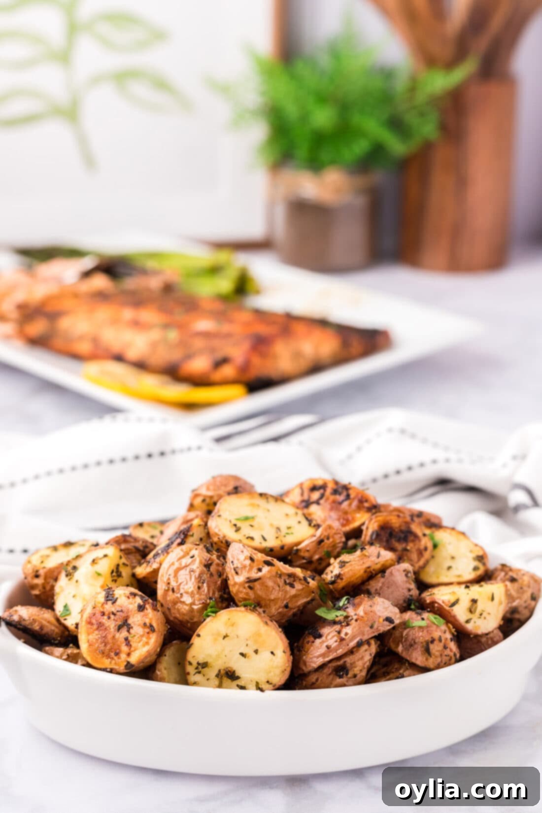 Roasted Red Potatoes in a serving dish