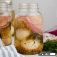 Jar of Pickled Eggs with more jars in the background