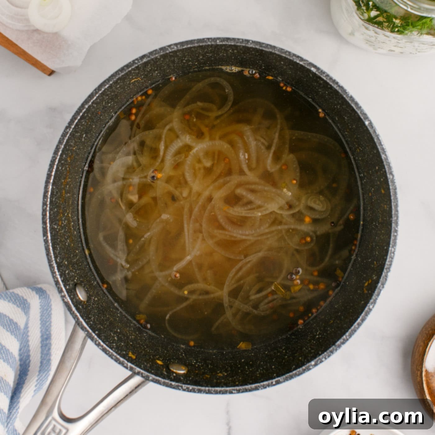 pickled eggs brine simmering on the stovetop