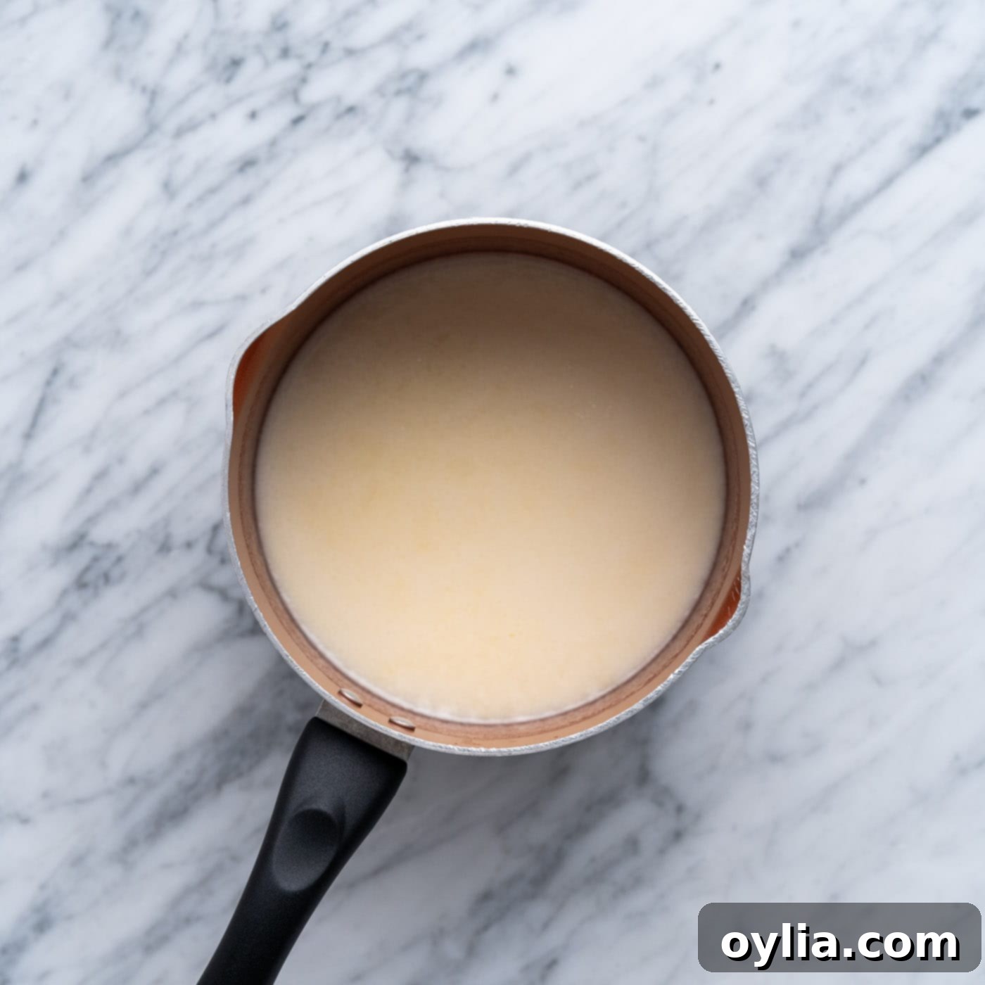 butter mixture for no bake cookies in a saucepan
