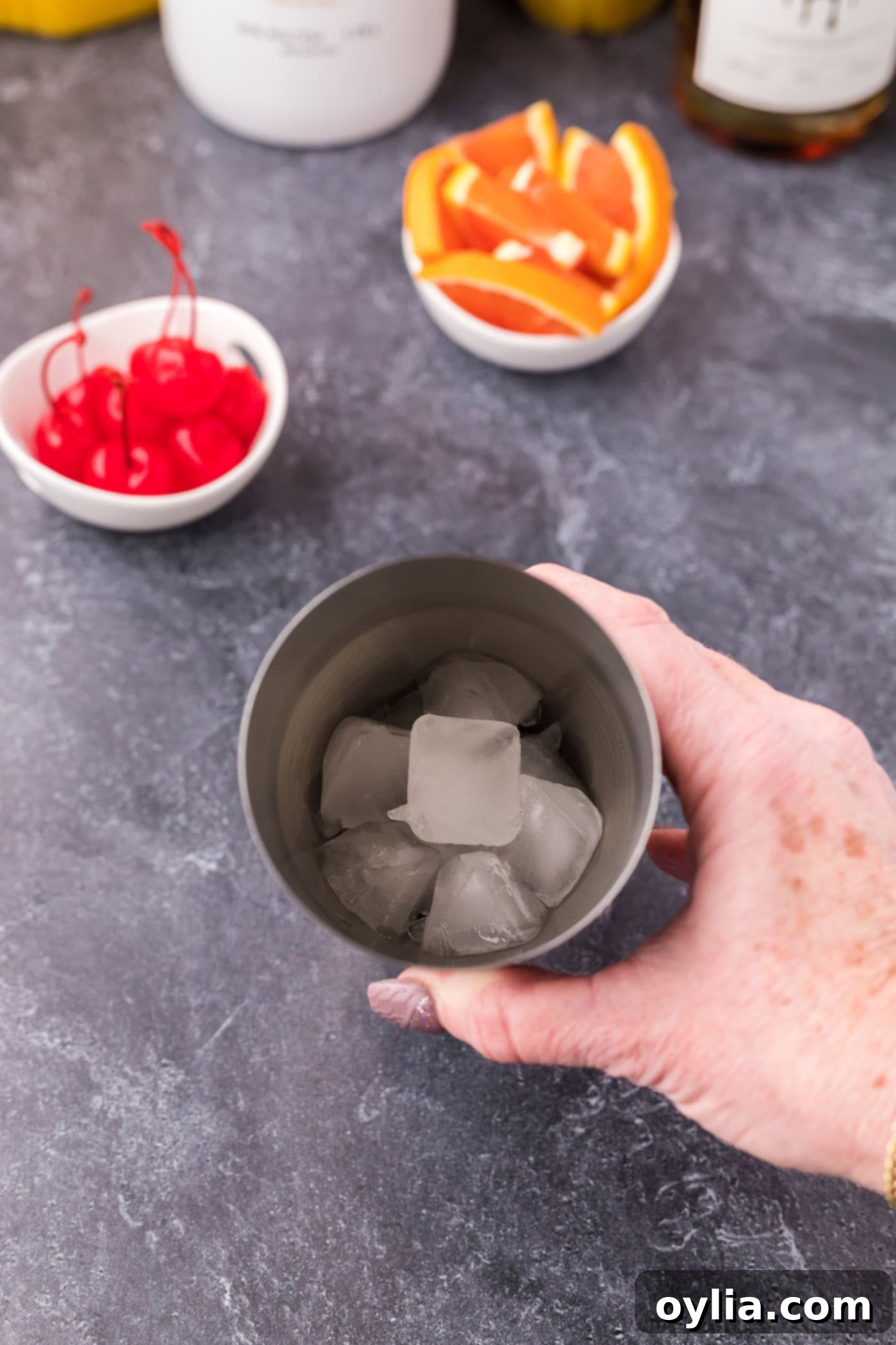 cocktail shaker with ice