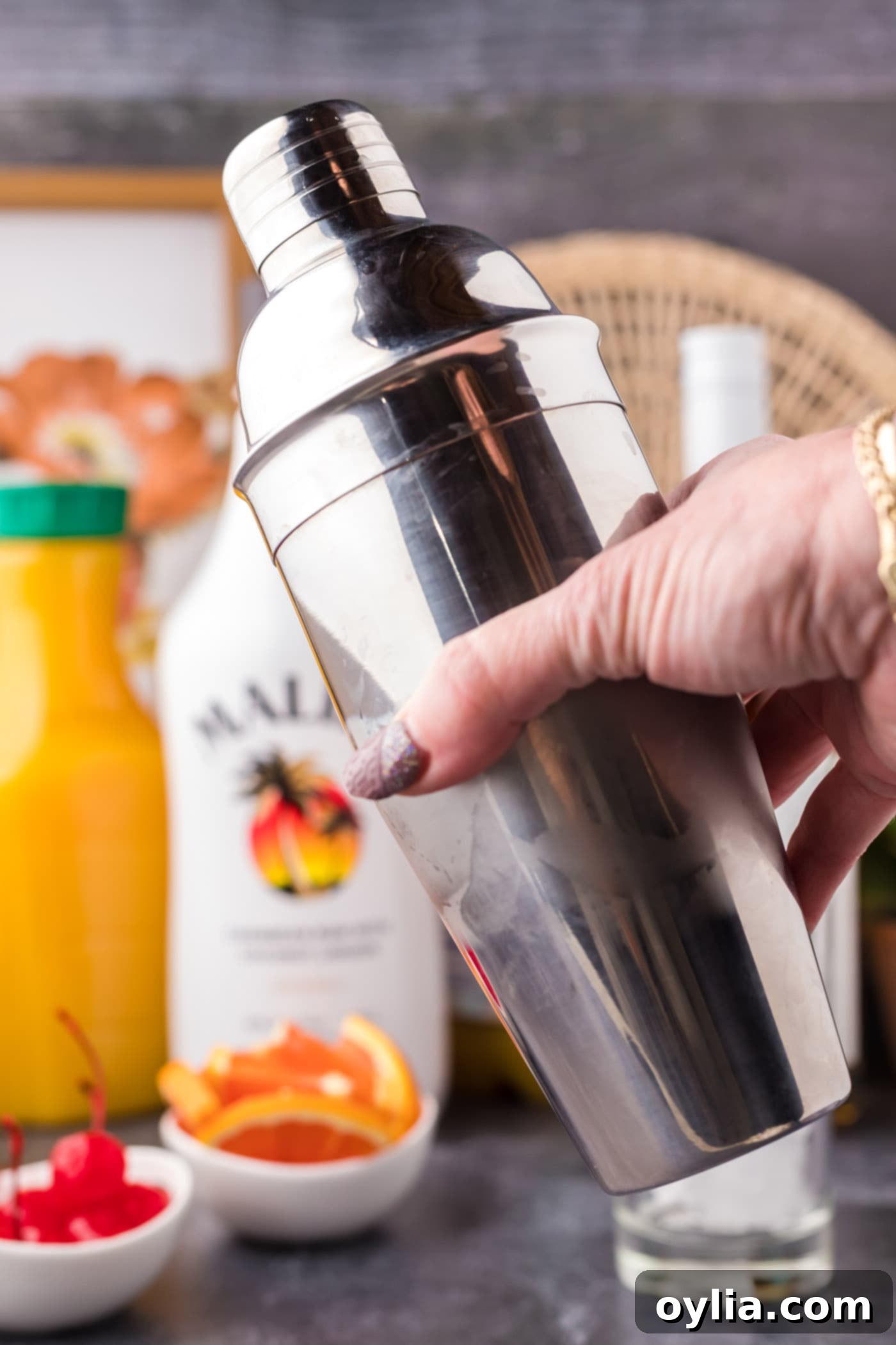 shaking cocktail shaker