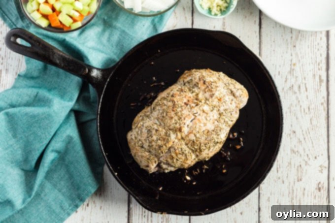 The Ultimate Sirloin Pork Roast Recipe 7 brown pork sirloin roast in cast iron skillet