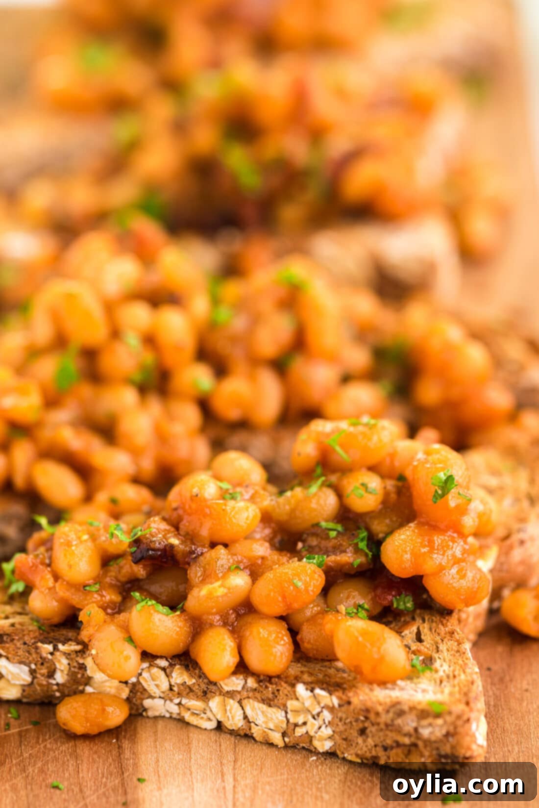 Close up photo of Beans on Toast