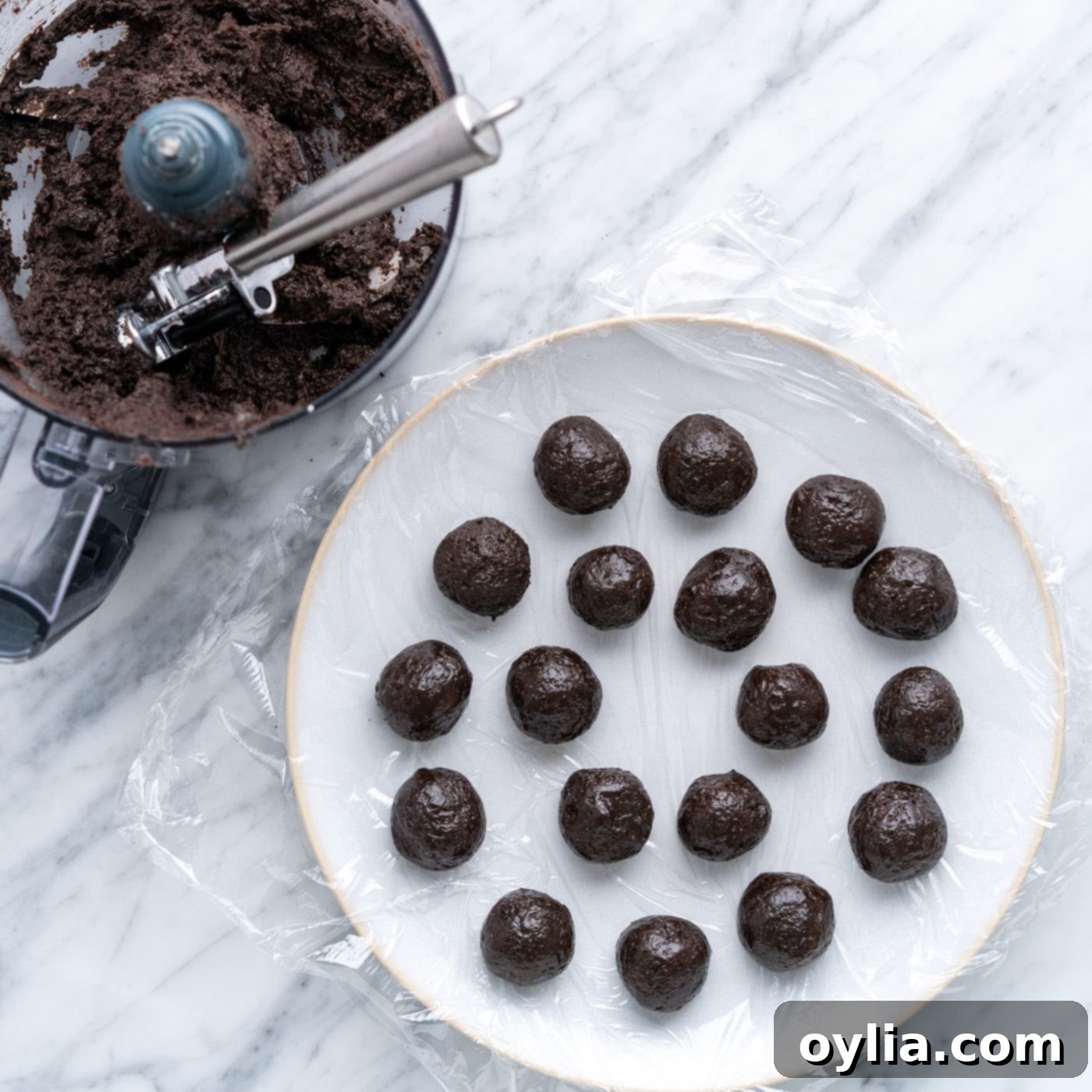 Oreo truffles on a plate
