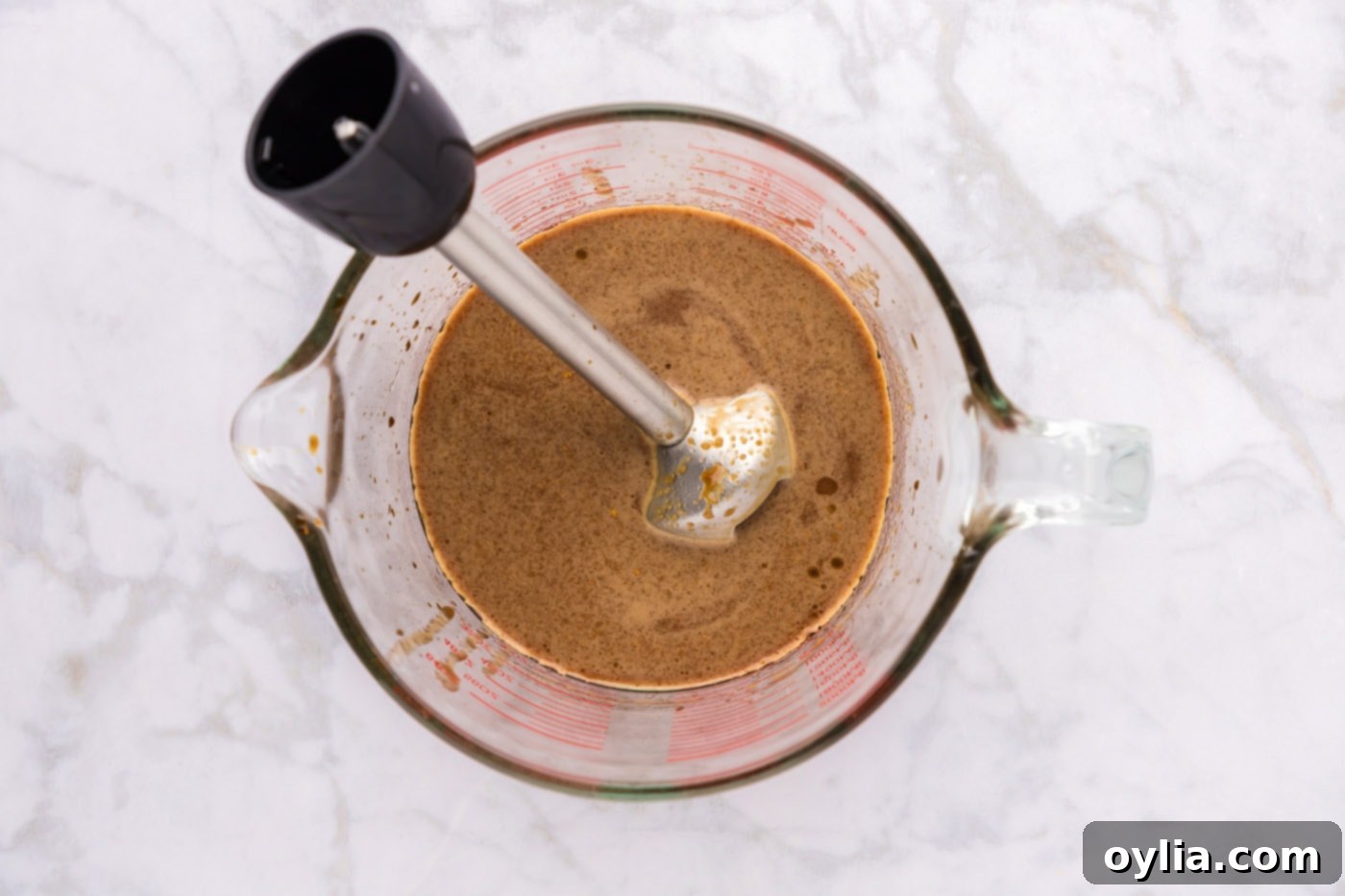 teriyaki sauce blended with an immersion blender to a smooth consistency