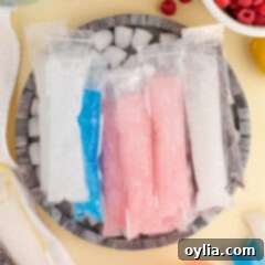 Close up photo of assorted Boozy Ice Pops in a bowl of ice