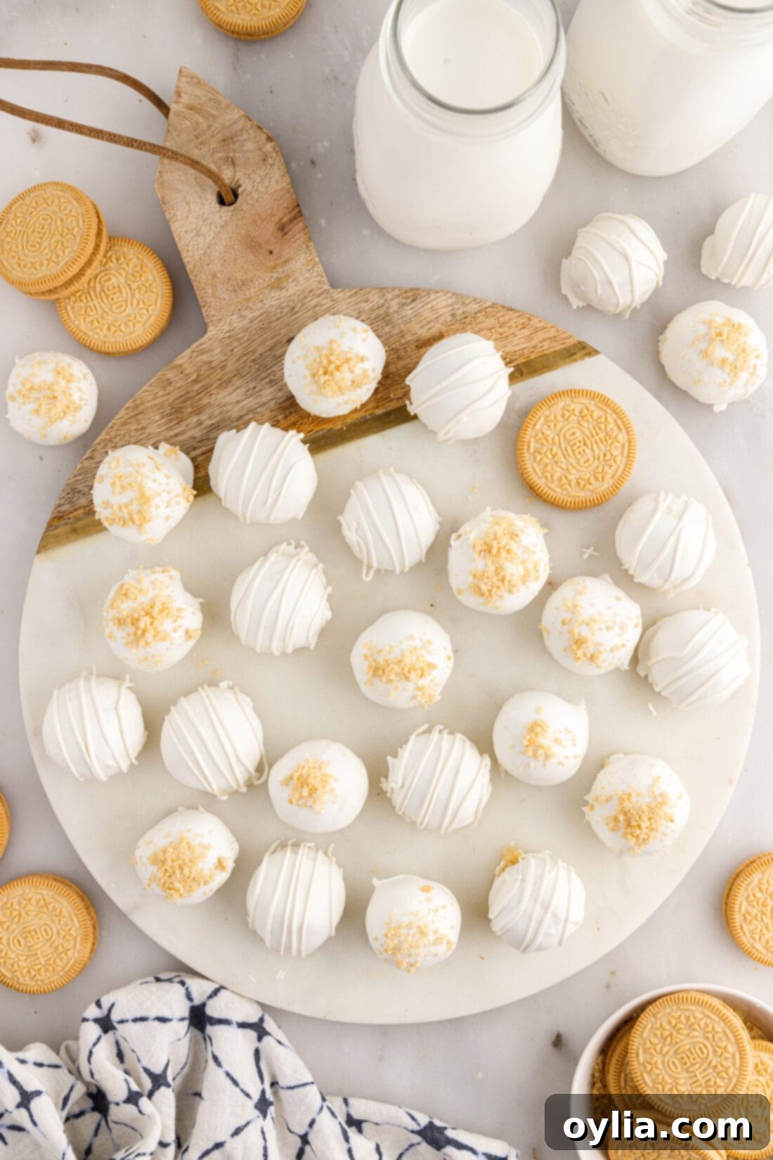 Golden Oreo Truffles 3 Platter of Golden Oreo Truffles ready for serving at a party or gathering