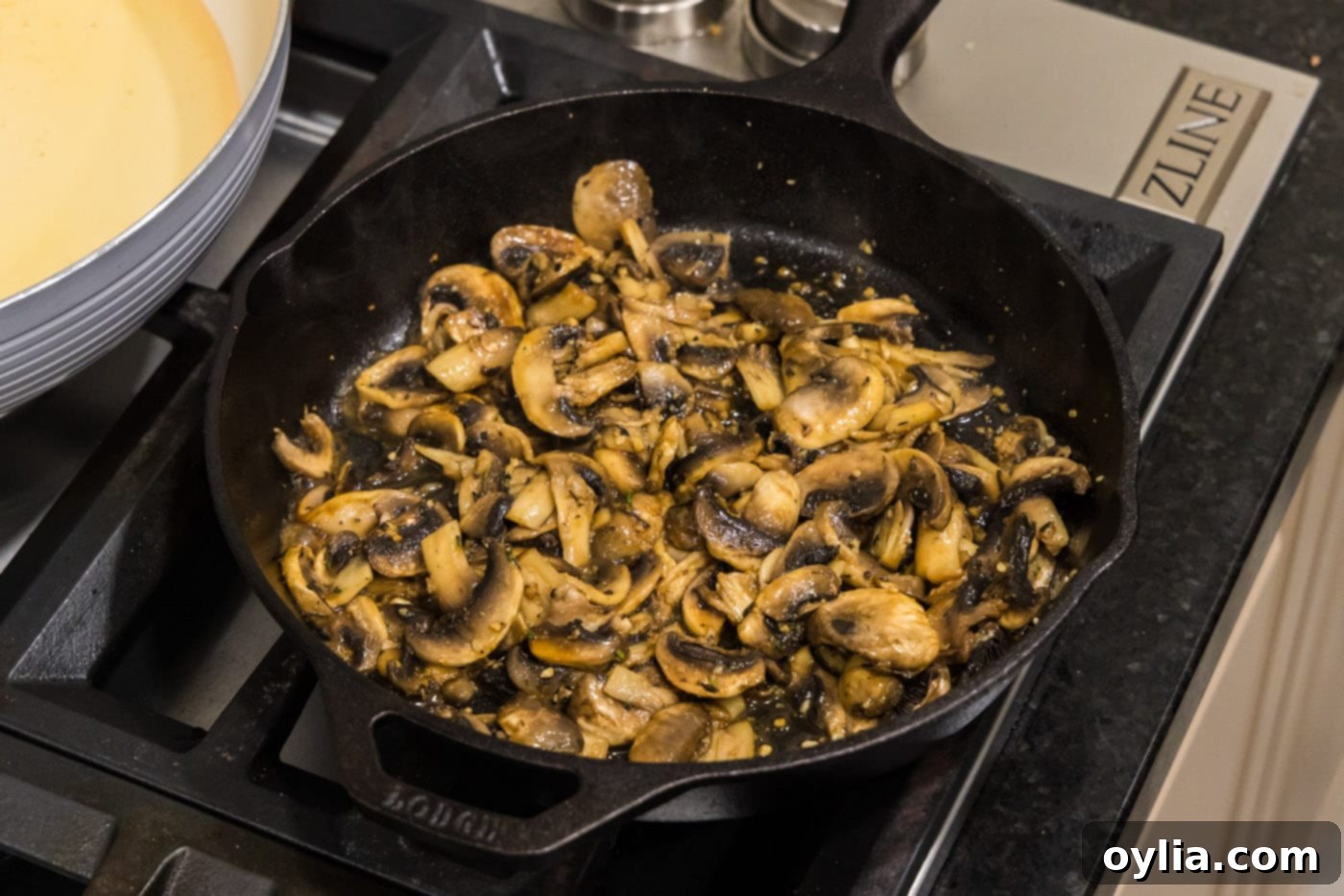 easy sauteed mushrooms in a skillet