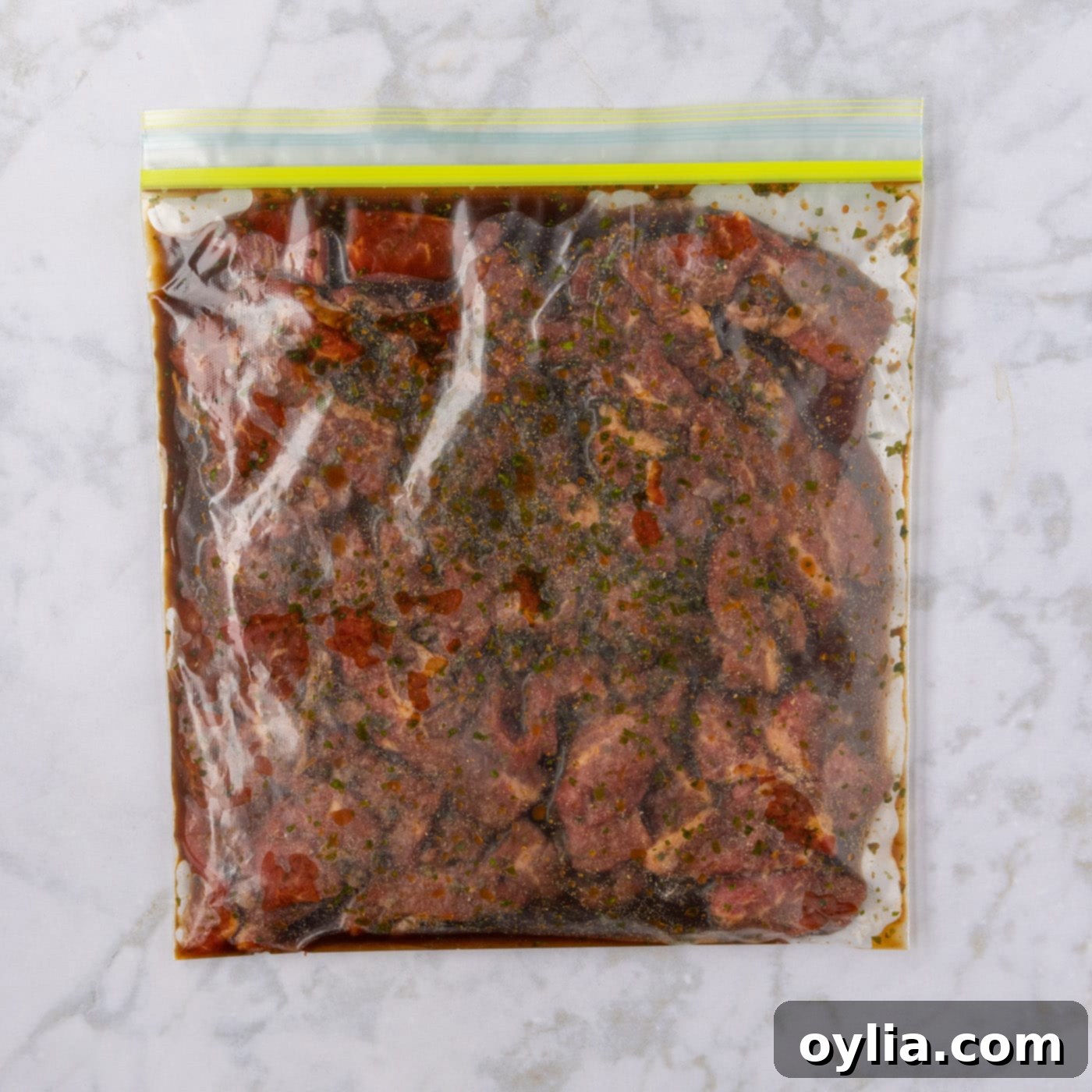 marinating flank steak strips