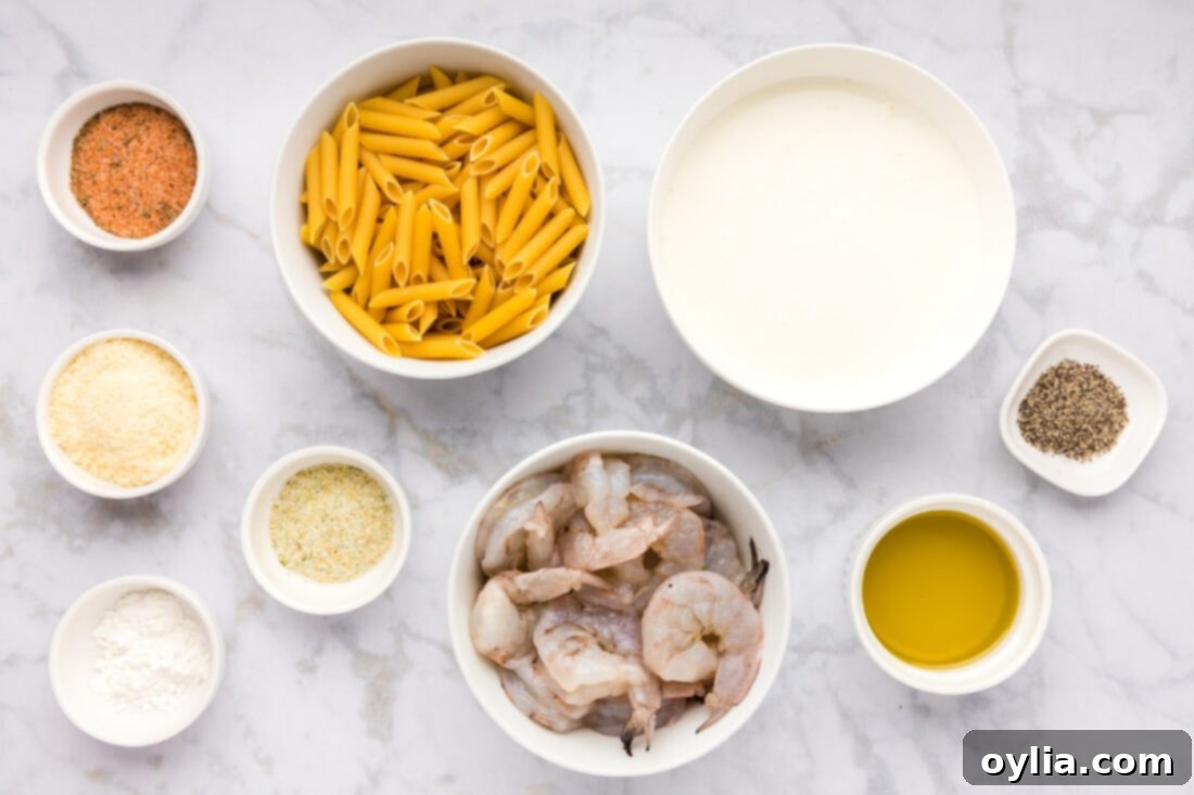 Ingredients for Cajun Shrimp Pasta