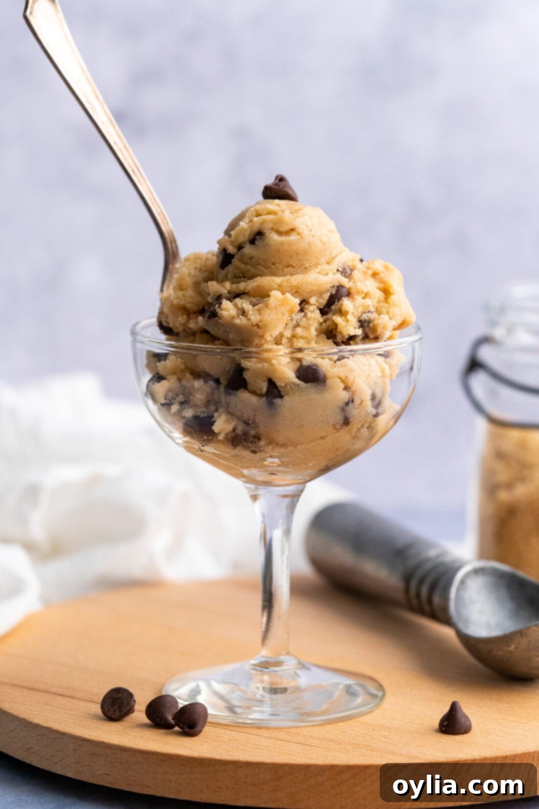 Edible Cookie Dough in a tall sundae cup