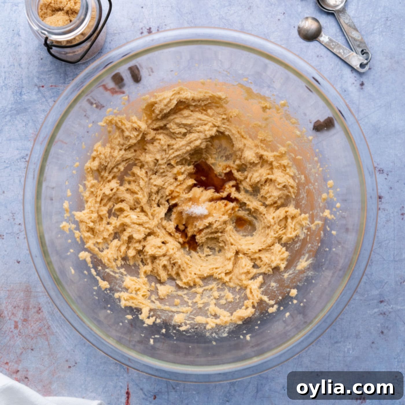 adding vanilla and salt to edible cookie dough