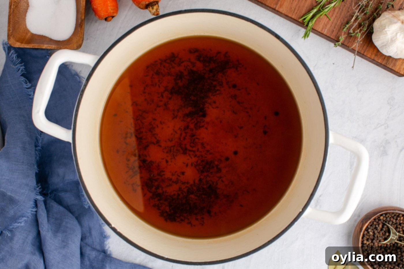 vegetable broth in a stockpot