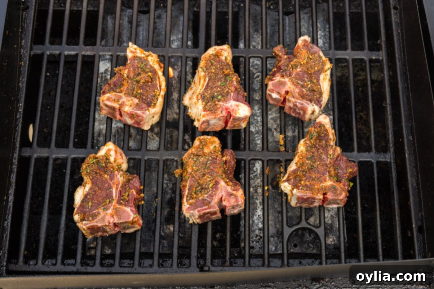 seasoned lamb loin chops on the grill