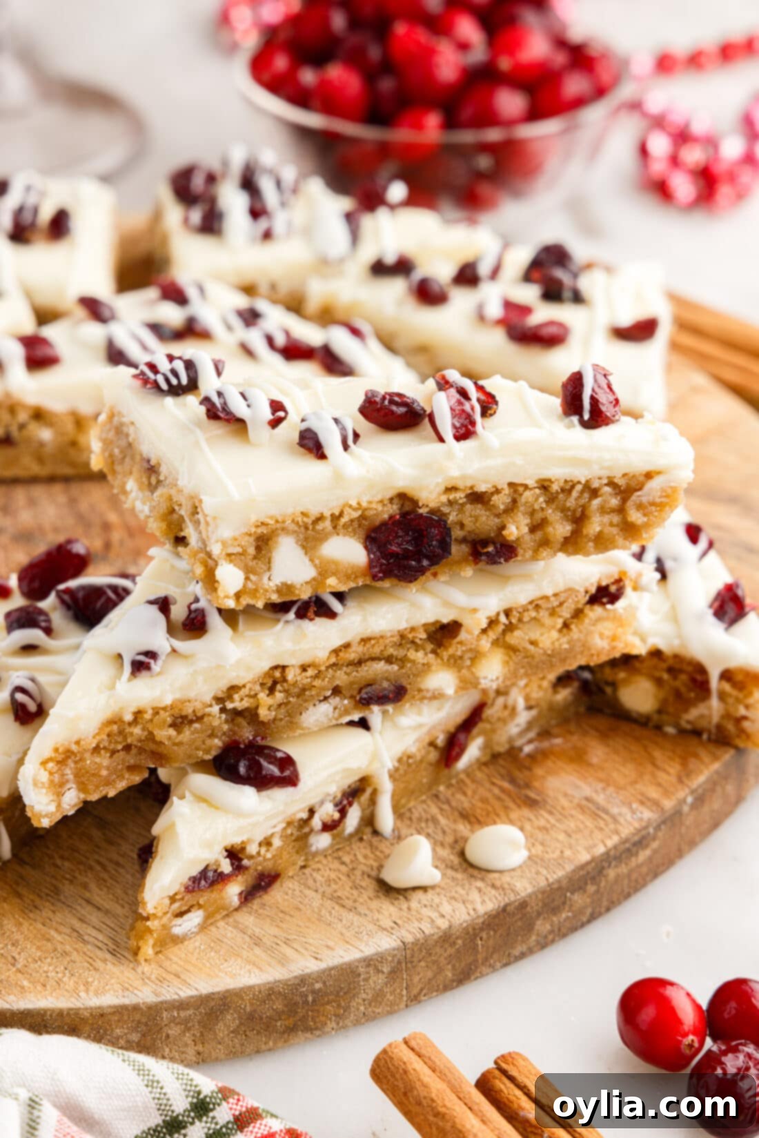 Stack of Cranberry Bliss Bars