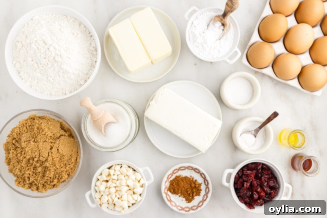 Ingredients for Cranberry Bliss Bars