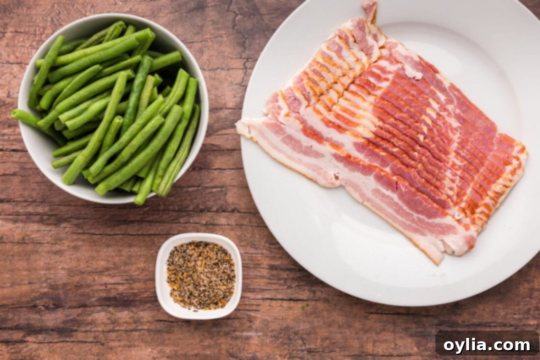 Ingredients for Bacon Wrapped Green Beans
