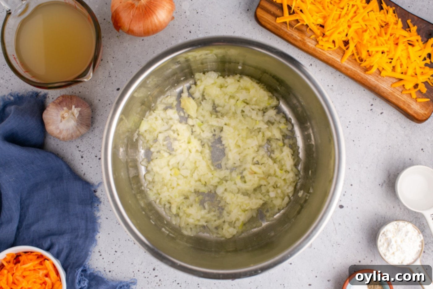 melted butter and onions in an instant pot