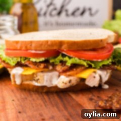 Chicken Bacon Ranch Sandwich on a platter