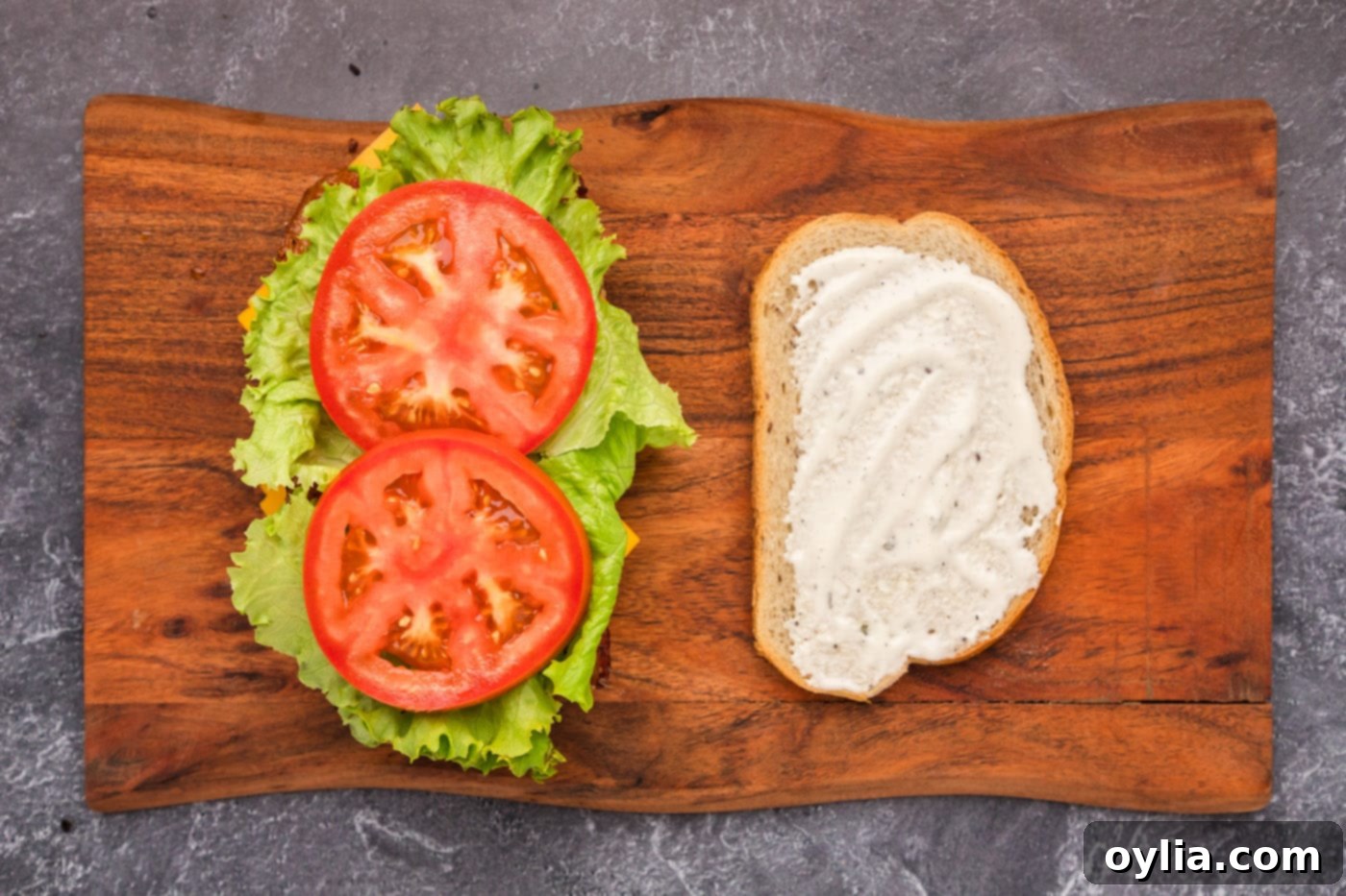tomato and lettuce added to chicken bacon ranch sandwich