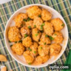 Overhead photo of a plate of Bang Bang Cauliflower