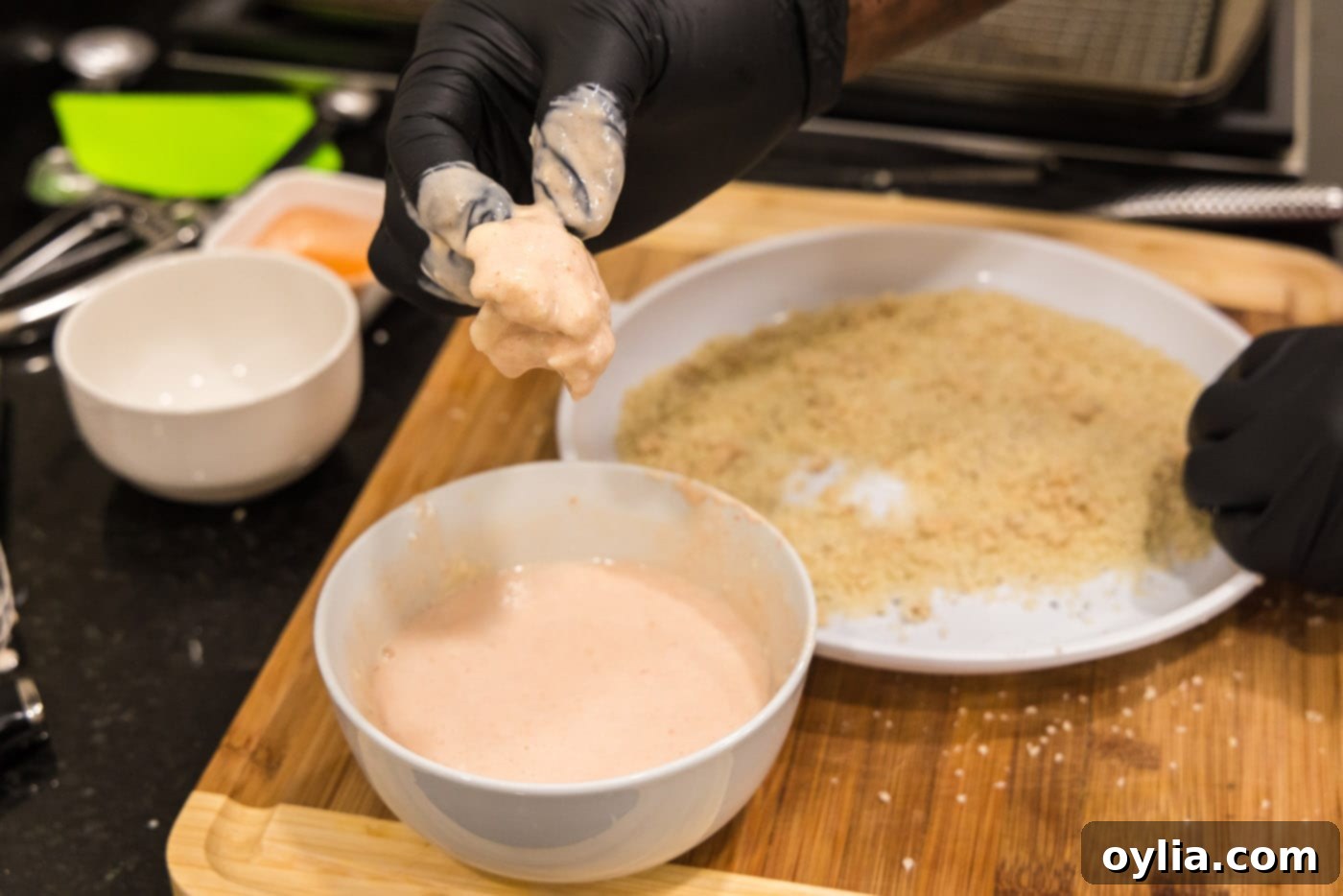 cauliflower florets dipped in buttermilk hot sauce mixture