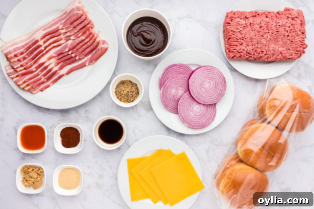 Ingredients for BBQ Bacon Burgers