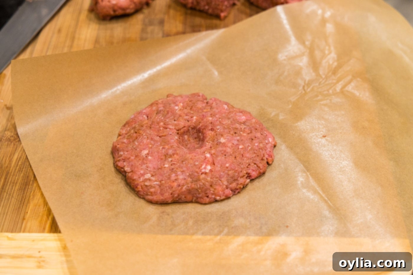 creating an indent in burger patty