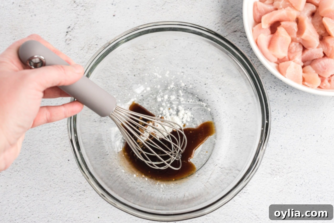 soy sauce mixed in bowl with cornstarch