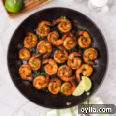 Skillet of Spicy Shrimp, ready to be served