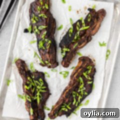 Korean Short Ribs on a sheet pan with parchment paper