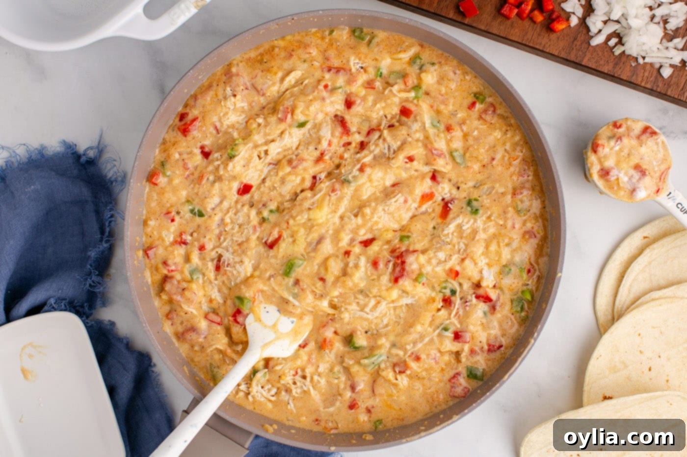 king ranch casserole ingredients in a skillet