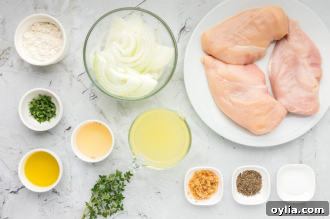 Ingredients for Chicken with Onion Thyme Sauce
