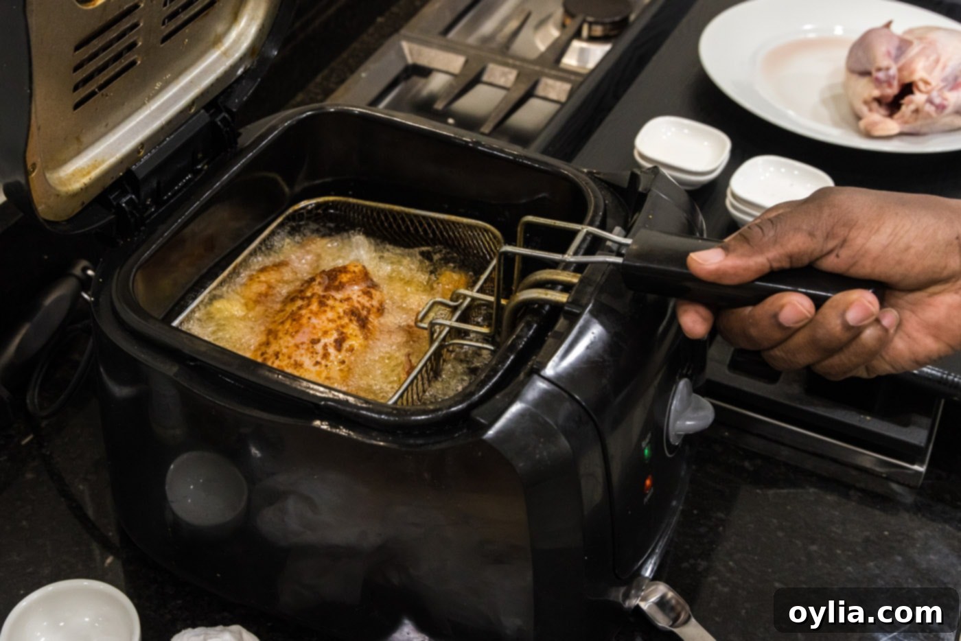 deep frying cornish hen in oil