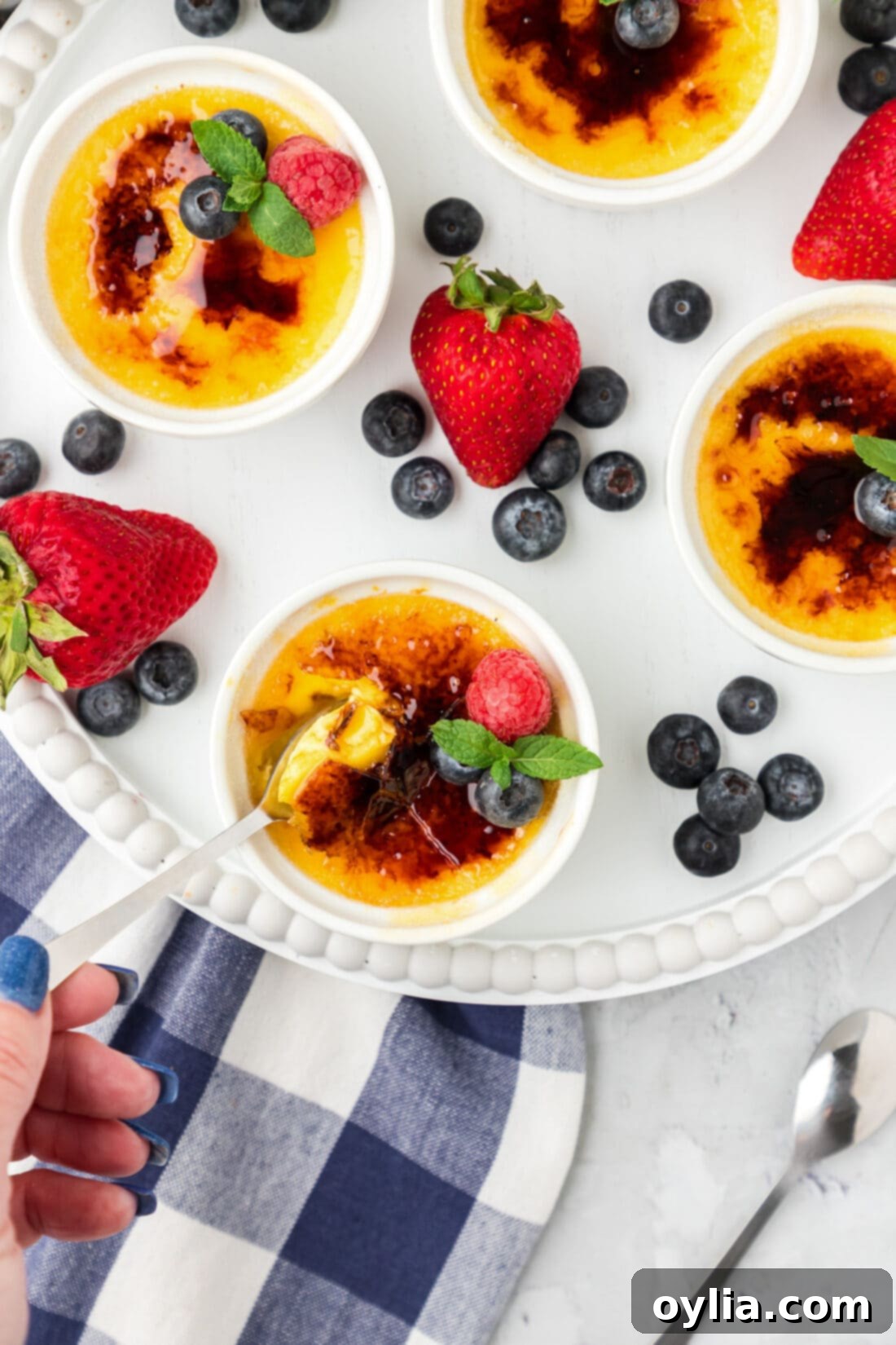 Spoon dipping into a Creme Brulee