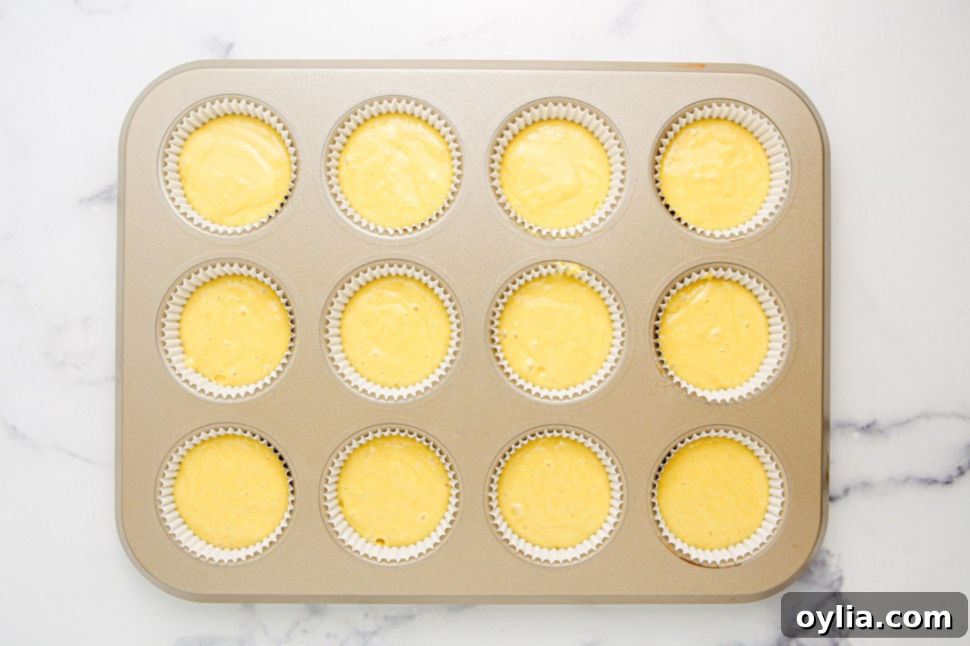 Baked cupcakes cooling on a wire rack.